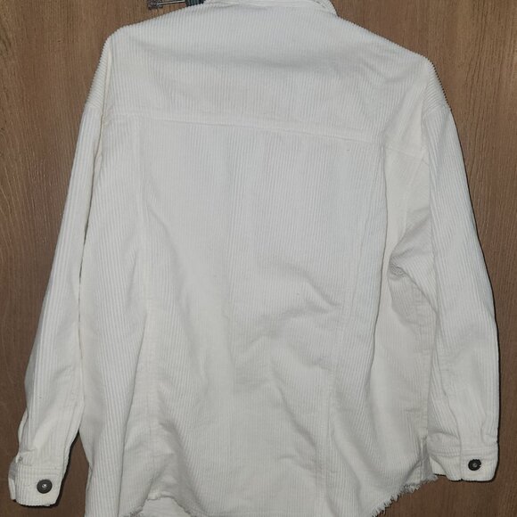 Zara Off White Cropped Corduroy Jacket Shacket Size XS - Picture 3 of 5